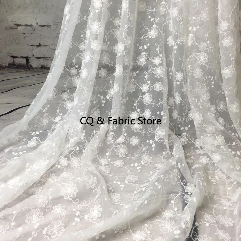 Embroidery White Dress - 1yard 130cm Chantilly White Wedding Lace
