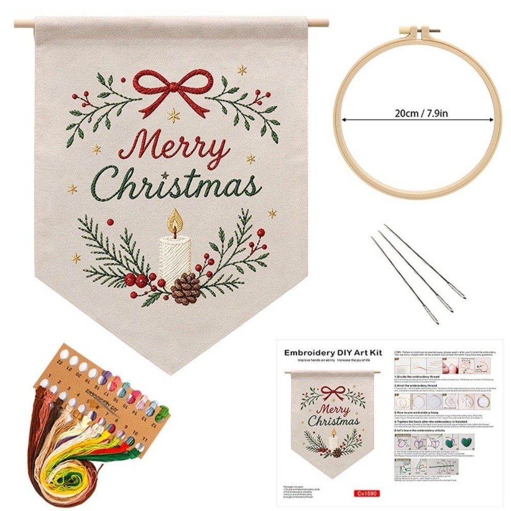 Embroidery Xmas Tree - Handmade Christmas Embroidery Kit Santa Claus