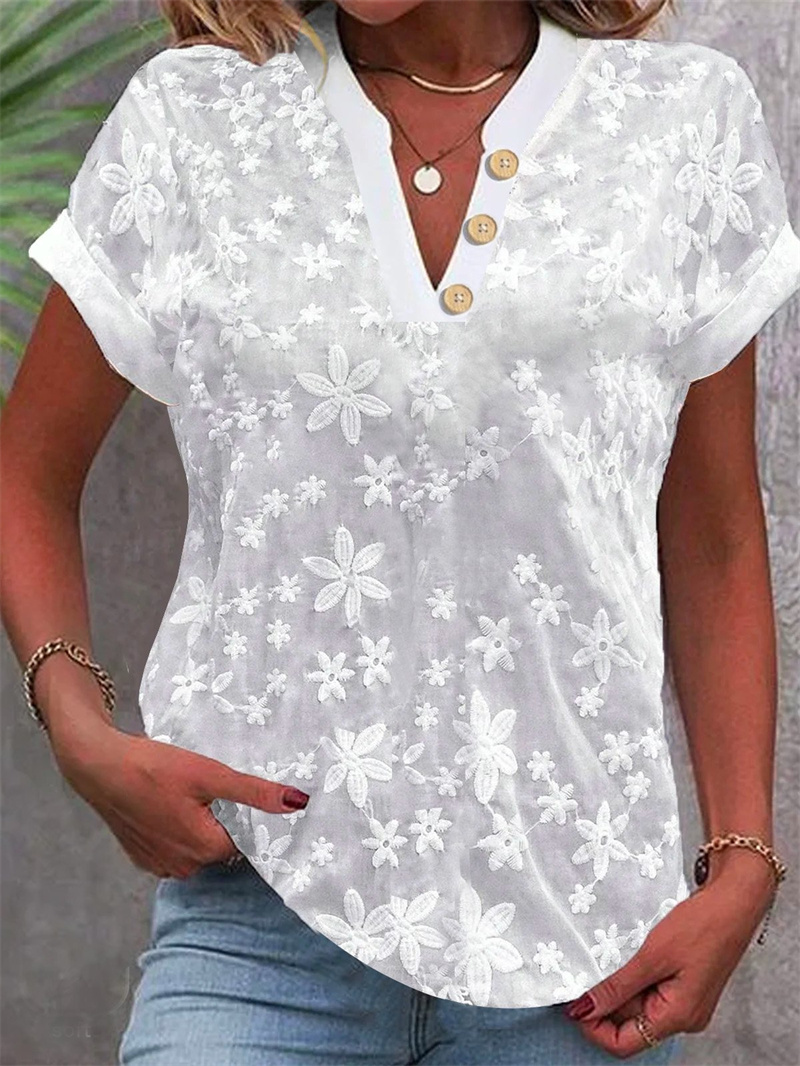 Summer Women White Floral Embr - Embroidery Uniform recension och pris