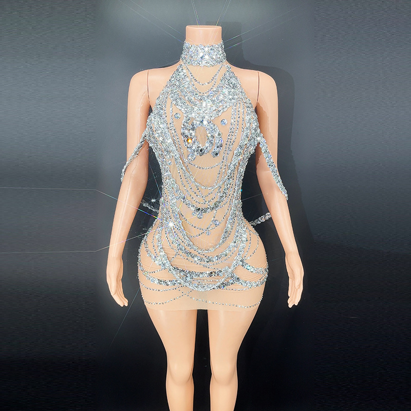 Sexy Sparkly Silver Prom Dress - Embroidery Skirt recension och pris