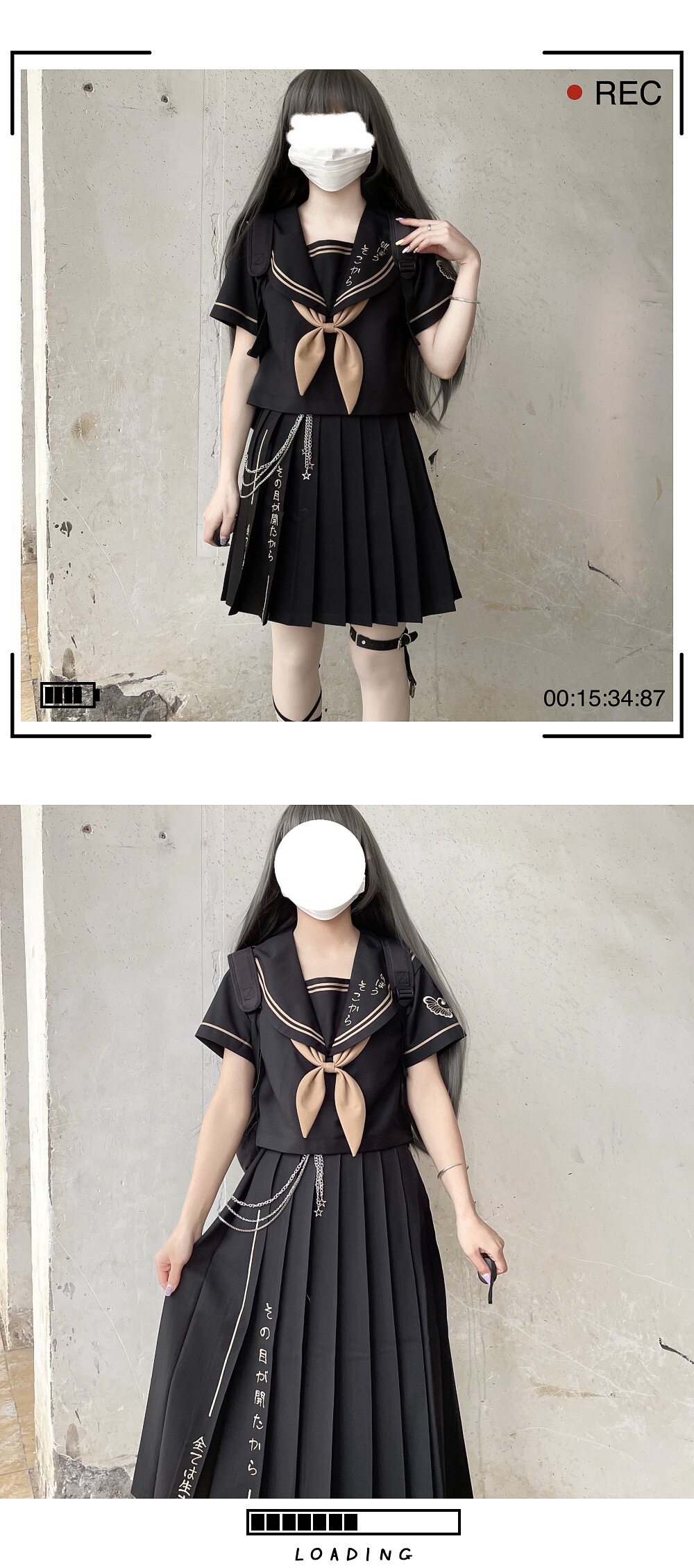 Girl JK Sailor Suit Two Piece  - Embroidery Uniform recension och pris