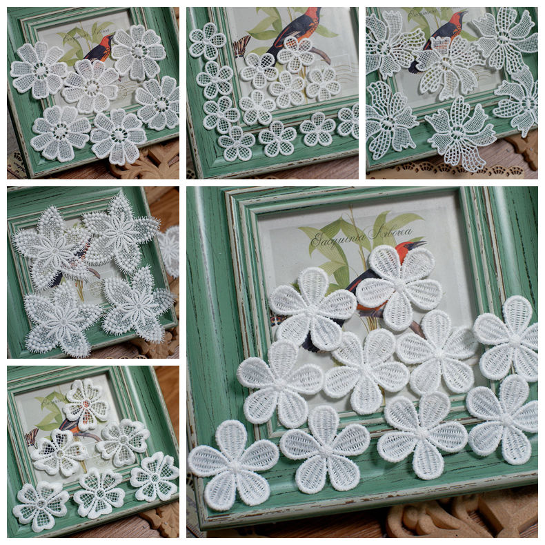 White flower lace cloth patch  - Embroidery Letter M recension och pris