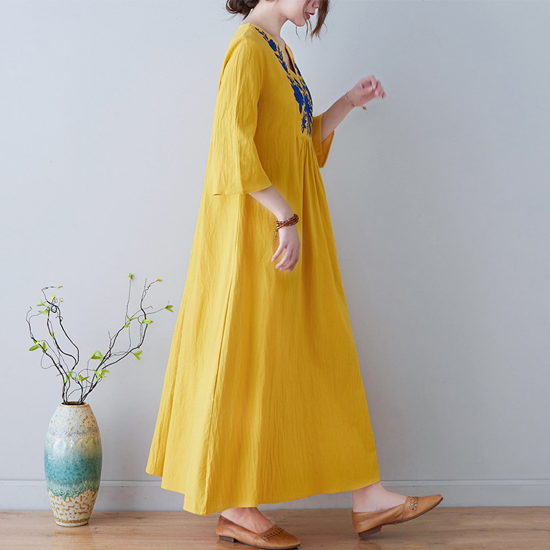 New Ethnic Style Loose Deep V- - Embroidery Skirt recension och pris