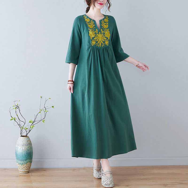 New Ethnic Style Loose Deep V- - Embroidery Skirt recension och pris