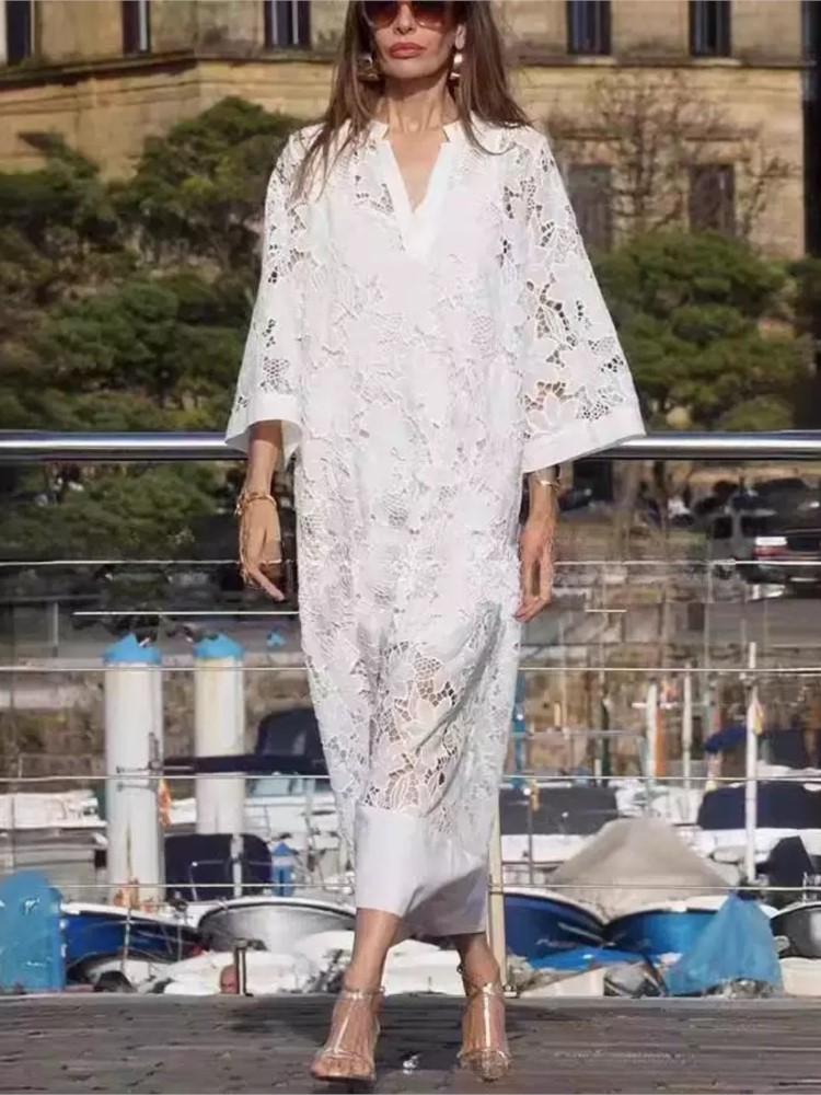 White Embroidery Lace Dress Wo - Embroidery White Dress recension och pris