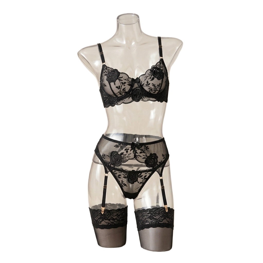 Floral Embroidery Bra Panty Se - Embroidery Underwear recension och pris