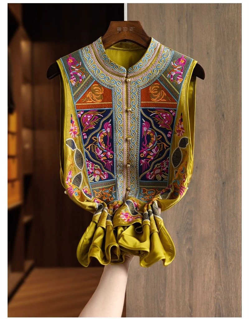 Women's Waistcoat Shoulders Ye - Embroidery Yellow recension och pris