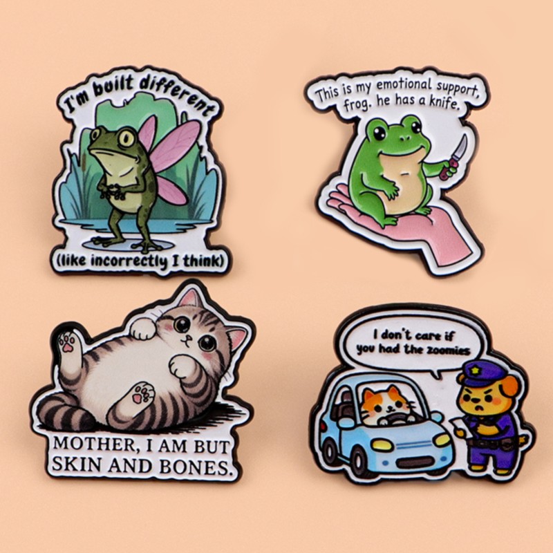 Quote Enamel Pin Cute Frog Cat - Embroidery Wallpaper recension och pris