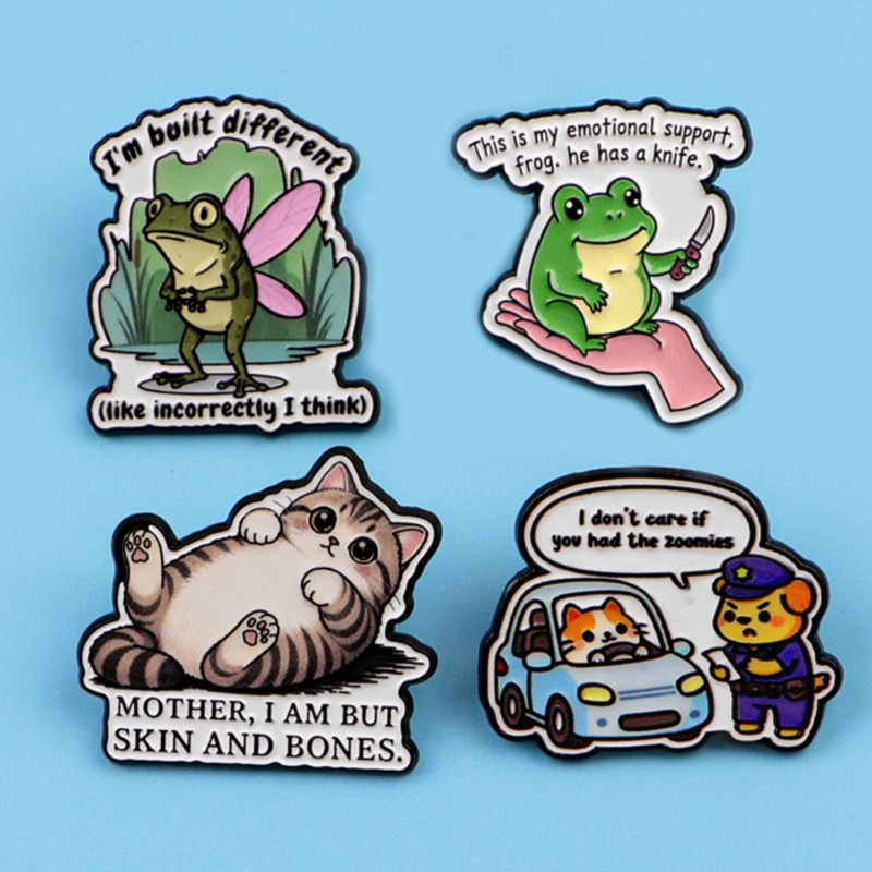 Quote Enamel Pin Cute Frog Cat - Embroidery Wallpaper recension och pris