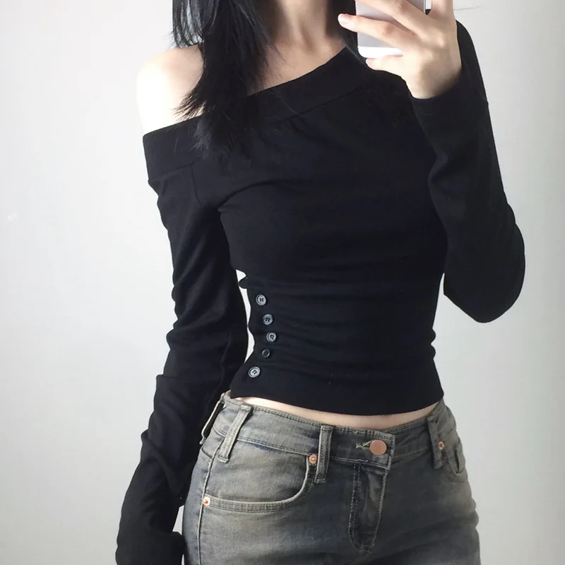 Y2K Vintage Pleated Button T-S - Embroidery Shirt recension och pris