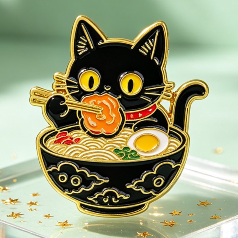 Cute Black Cat Eating Noodles  - Embroidery Wallpaper recension och pris