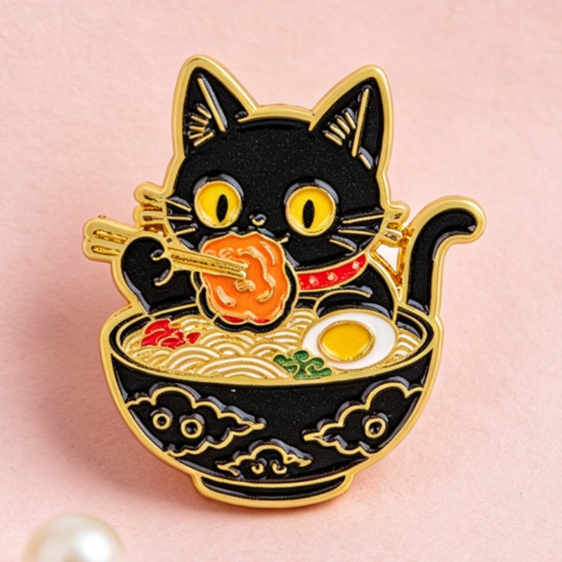 Cute Black Cat Eating Noodles  - Embroidery Wallpaper recension och pris
