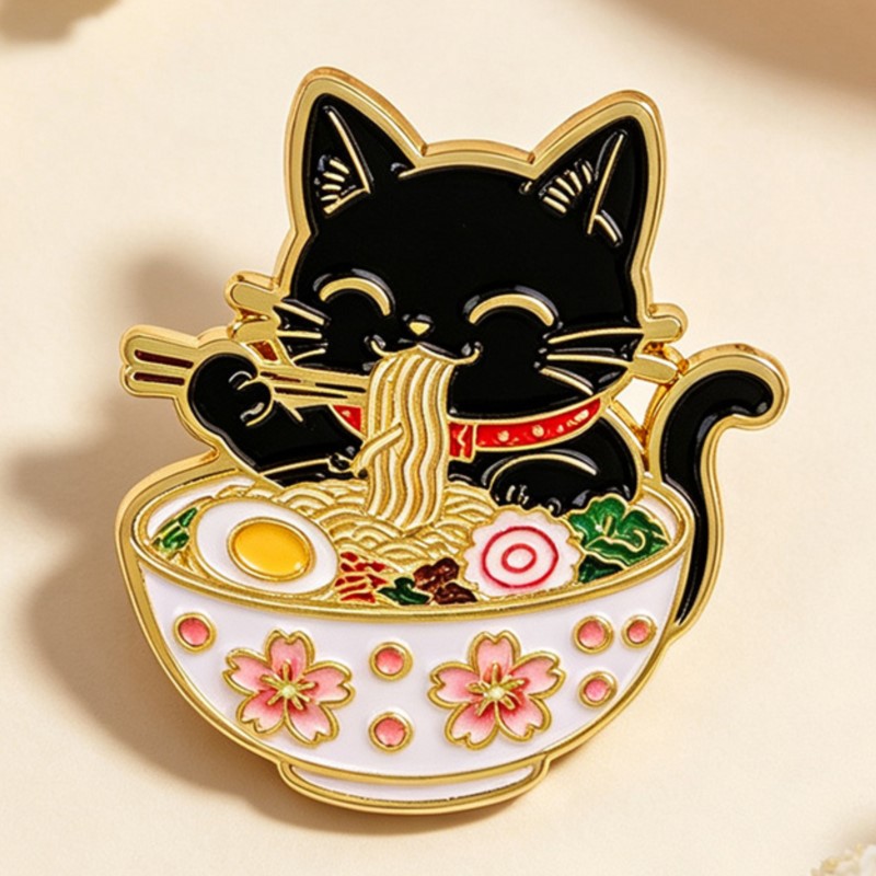 Cute Black Cat Eating Noodles  - Embroidery Wallpaper recension och pris