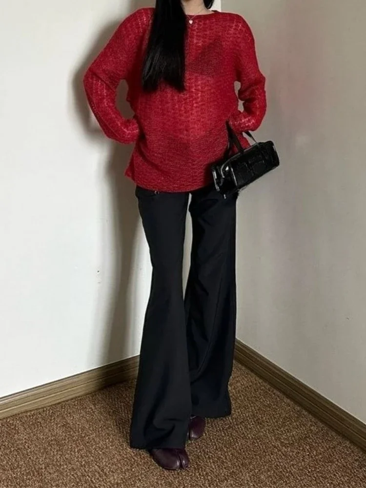 Y2K See-Through Knitted Women' - Embroidery Shirt recension och pris