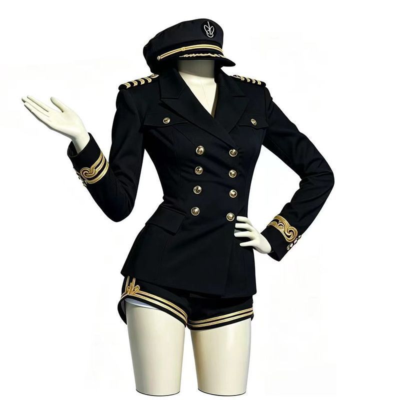 Women Black White Sailor Capta - Embroidery Uniform recension och pris
